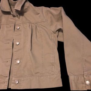 Copper Key Girls Denim/Canvas Jacket w/Pleats on Front & Shoulders, sz 10/12